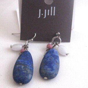 J. Jill blue stone Dangle Earrings hook New on Card